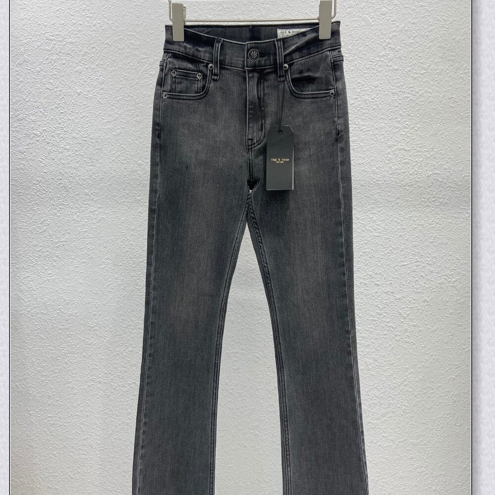 rag & bone High-Rise Crop Flare Jeans - Washed Black